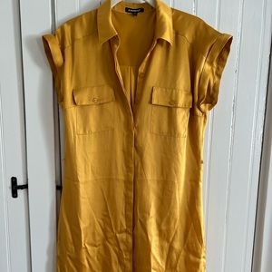 Express size s, golden silk shirt dress for sale !